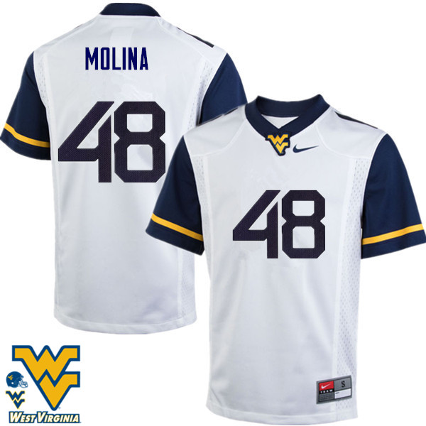 NCAA Men's Mike Molina West Virginia Mountaineers White #48 Nike Stitched Football College Authentic Jersey AC23G84LZ